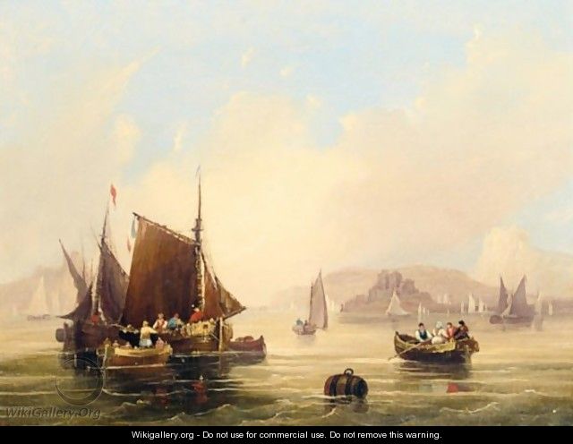 Fishing Boats In An Estuary - English School