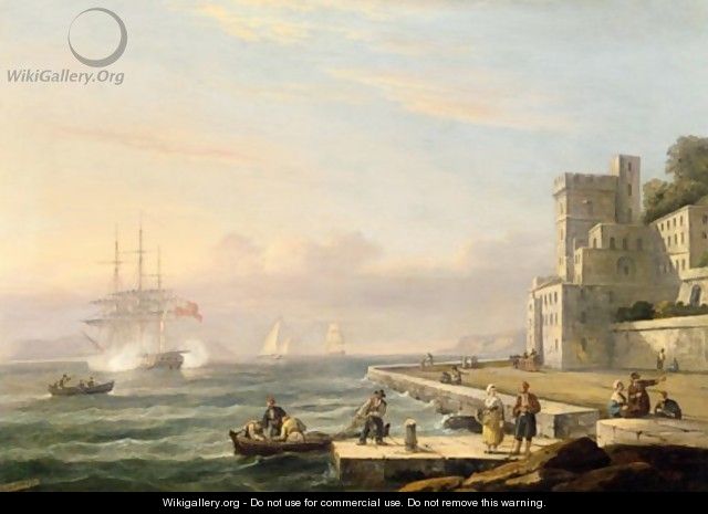A Mediterranean Harbour Scene - Thomas Luny