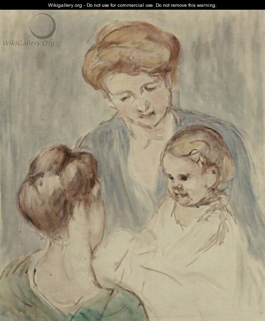 Bebe Souriant A Deux Jeunes Femmes - Mary Cassatt