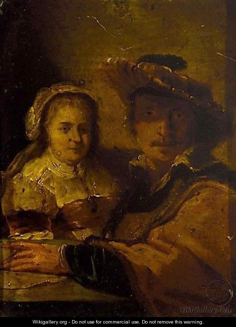 A Selfportrait Of Rembrandt And His Wife Saskia - (after) Harmenszoon Van Rijn Rembrandt