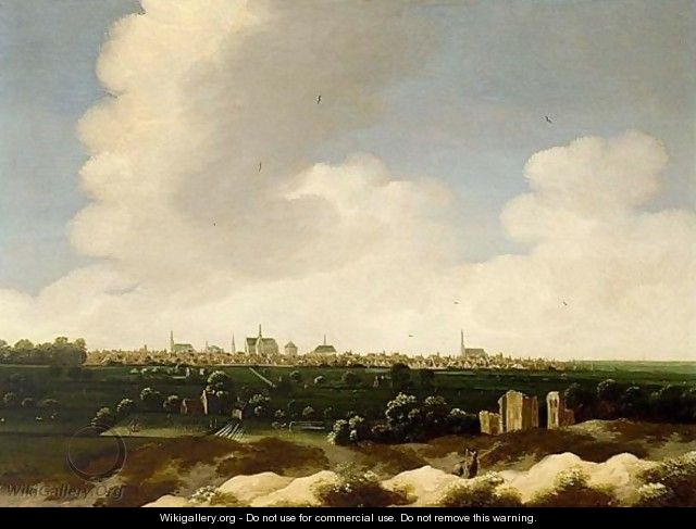 A Panoramic Landscape With A View Of The City Of Leiden Beyond - (after) Jan The Elder Vermeer Van Haarlem