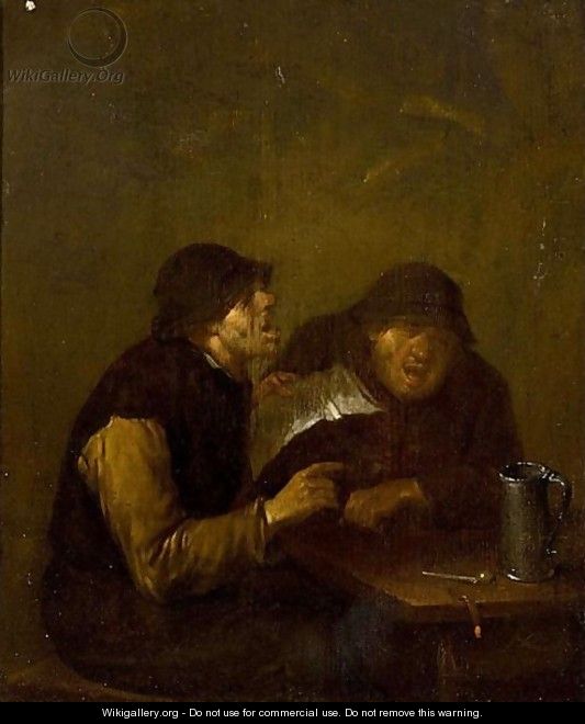 Peasants Drinking And Singing At A Table - Egbert van the Elder Heemskerk