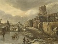 A Winterlandscape With Skaters On The Ice, A Town Beyond - (after) Jan Van De Cappelle