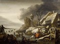 A Winter Landscape With Figures Skating On A Frozen Pond, A Horse Drawn Sleigh Returning Home - (after) Cornelis Beelt