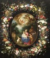 The Holy Family With The Infant Saint John The Baptist And Angels In A Landscape, Within A Garland Of Flowers - Jan, the Younger Brueghel