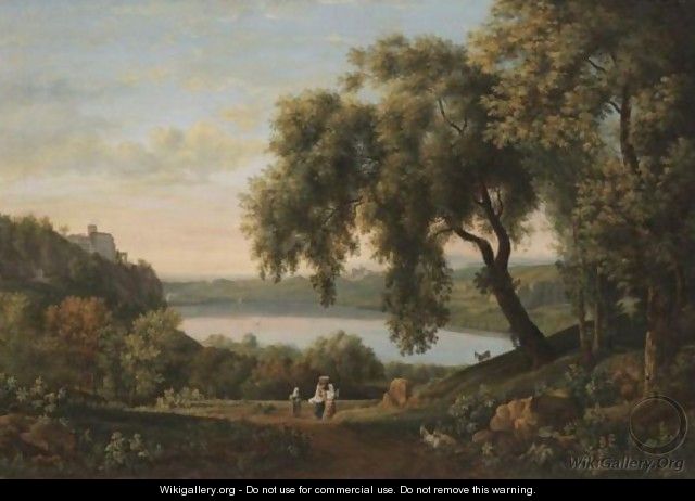 A View Of The Castel Gandolfo On Lake Albano - Elisabet Charlotta Kaschanoff (Nee Karsten)