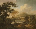 An Italianate Landscape With A Rider And A Beggar On A Path, Fishermen On A Lake Beyond - Frederick De Moucheron