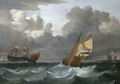 A Dutch Yacht Off The Coast, A Man-O'-War And Other Ships In The Distance - Wigerus Vitringa