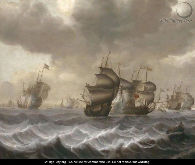 A Naval Engagement - (after) Pieter Jansz. Coopse