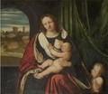 The Madonna And Child With The Infant Saint John The Baptist, A Town Seen Through An Arch To The Left - Altobello Melone