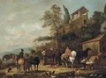 Cavaliers At A Blacksmith's Forge With A Horse Being Shod - Jan Peeter Verdussen