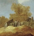 A Dune Landscape With Peasants Gossiping Before A Cottage - (after) Jan Van Goyen