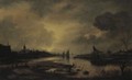 A Nocturnal Estuary Scene By Moonlight - (after) Aert Van Der Neer