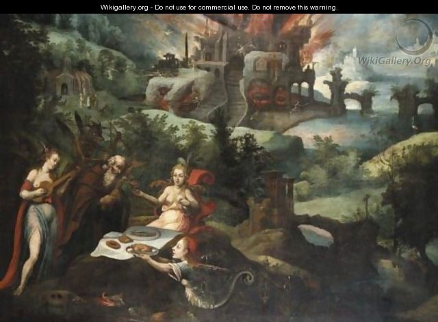 Landscape With The Temptation Of Saint Anthony With The Gates Of Hell Beyond - Flemish School
