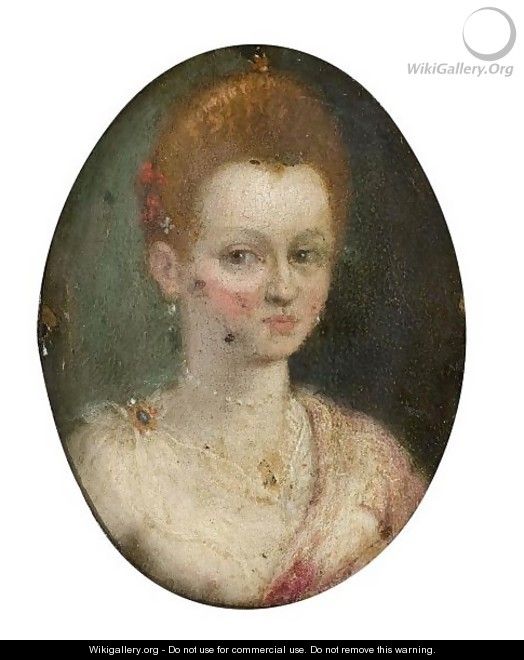 Portrait Of A Courtesan, Head And Shoulders, Wearing A White Chemise And A Pink Mantle - (after) Lavinia Fontana