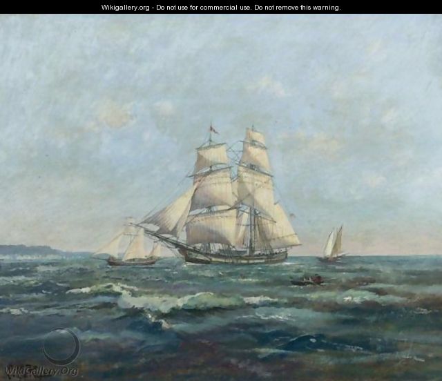 Shipping Off The Norman Coast - Leon Jules Alphonse Le Royer