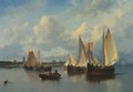 Dutch, 19th Century Sailboats At Anchor - Salomon Leonardus Verveer