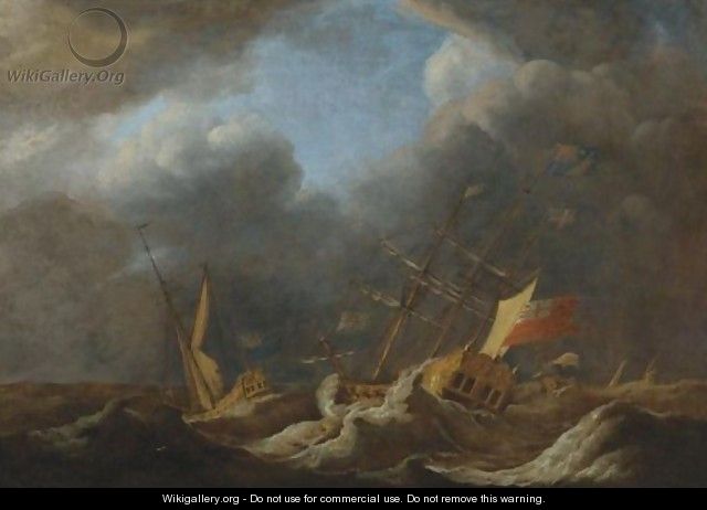 The Katherine And The Royal Caroline In Choppy Seas - Peter Monamy