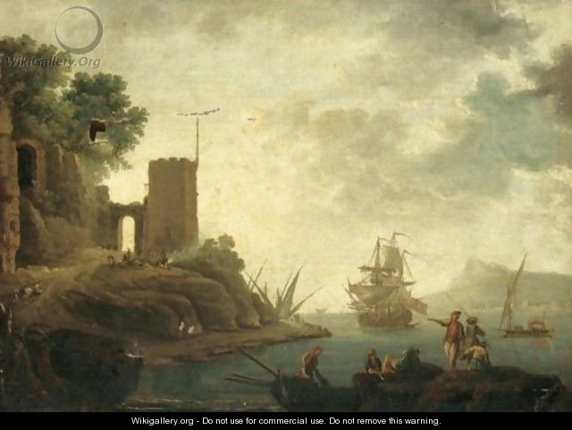A Mediterranean Harbour Scene 2 - (after) Claude-Joseph Vernet