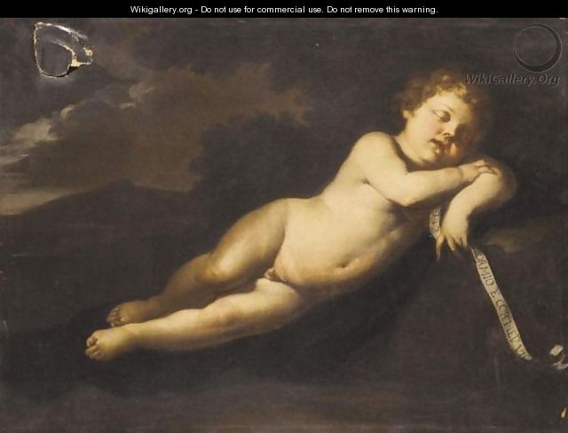 The Infant Saint John The Baptist Asleep In A Landscape - (after) Simone Cantarini (Pesarese)