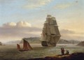 A British Man-Of-War Being Towed Down An Estuary - Thomas Luny