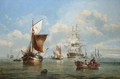 Shipping At Anchor Off The Coast - John Callow
