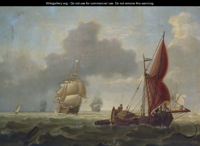 Barges And Other Shipping At Sea - Charles Martin Powell