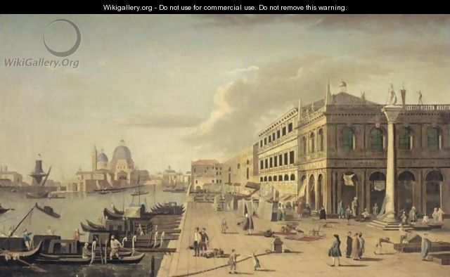 Venice, A View Of The Molo With The Column Of Saint Theodore - (after) (Giovanni Antonio Canal) Canaletto