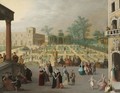 A Palace Garden With Elegant Couples Dancing - Louis de Caullery