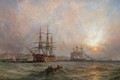 A Man Of War At Anchor Off Scarborough - Claude T. Stanfield Moore