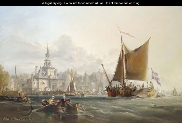 Dutch Vessels Leaving Harbour - Rotterdam In The Distance - George the Elder Chambers