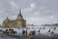 Skaters On A Frozen Lake Near A Castle - Anthonie Verstraelen