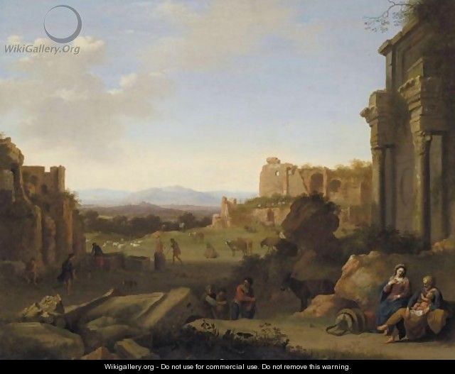 Italianate Landscape With The Rest On The Flight Into Egypt - Cornelis Van Poelenburgh