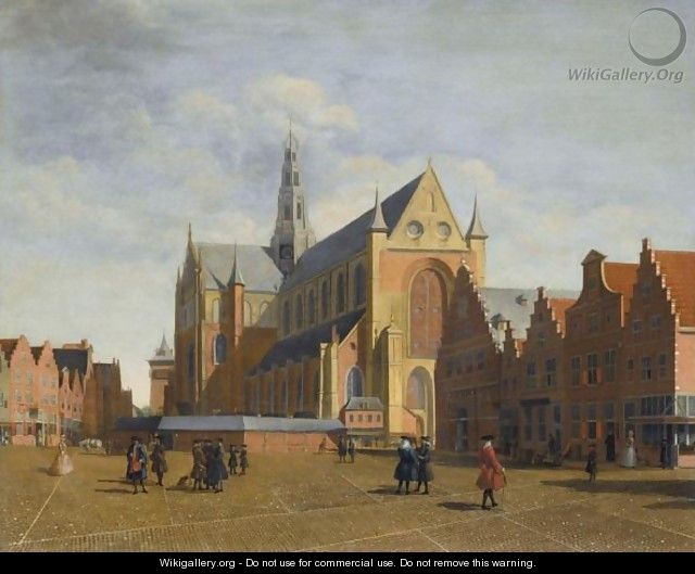 Haarlem, The Groote Markt Looking Towards The Church Of Saint Bavo - Jan Van Der Vinne