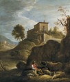 A Pastoral Landscape With A Herdsman Playing A Pipe Near A Waterfall - David The Younger Teniers