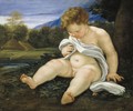 A Putto In A Landscape - Giovanni Battista (Baciccio) Gaulli