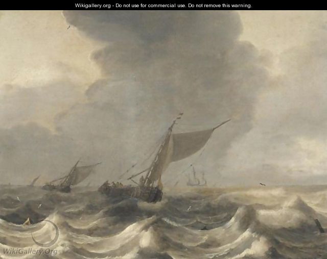 A Seascape With Smalschips In Choppy Waters - Jan Porcellis