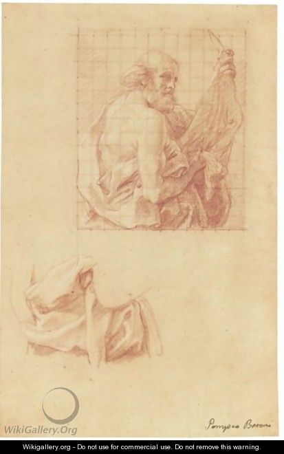 Study For A Painting Of St Bartholomew, And A Further Study Of His Drapery - Pompeo Gerolamo Batoni