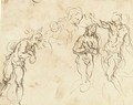 Sheet Of Figure Studies For A Baptism Of Christ - Jacopo d'Antonio Negretti (see Palma Giovane)