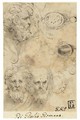 A Sheet Of Studies With Four Heads Of Bearded Men, One In Profile, And Three Studies Of Pendant Jewels, One With A Standing Figure And Another With An Oval Portrait - Girolamo Francesco Maria Mazzola (Parmigianino)