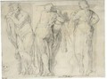 Design For A Frieze With Three Caryatids And A Sketch Of The Head Of A Dog - (after) Hans Speckaert