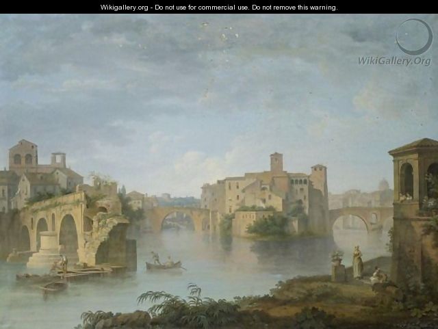 Rome, A View Of The Ponte Rotto And The Isola Tiberina - Roman School
