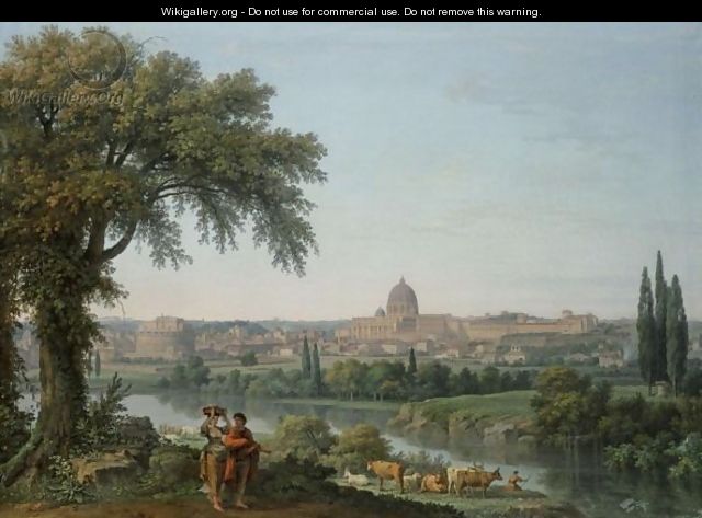 Rome, A Panoramic View Of The Vatican Looking South-West From The Far Banks Of The River Tiber - Roman School