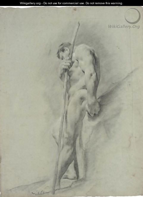 A Standing Nude Holding A Staff - (after) Giovanni Battista Piazzetta