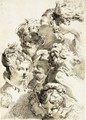 Studies Of Heads With Elaborate Hair Styles - Gaetano Gandolfi