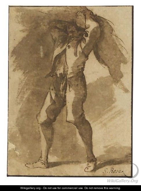 A Youth Carrying A Bundle On His Head - Salvator Rosa