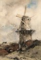 A Windmill In A Polder Landscape 2 - Jacob Henricus Maris