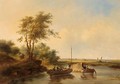 A River Landscape With Boats - Jean-Charles Joseph Rémond