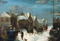 Horse-Sledges In A Winter Landscape - Dutch School