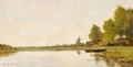 A Polder Landscape With Windmill - Fredericus Jacobus Van Rossum Chattel